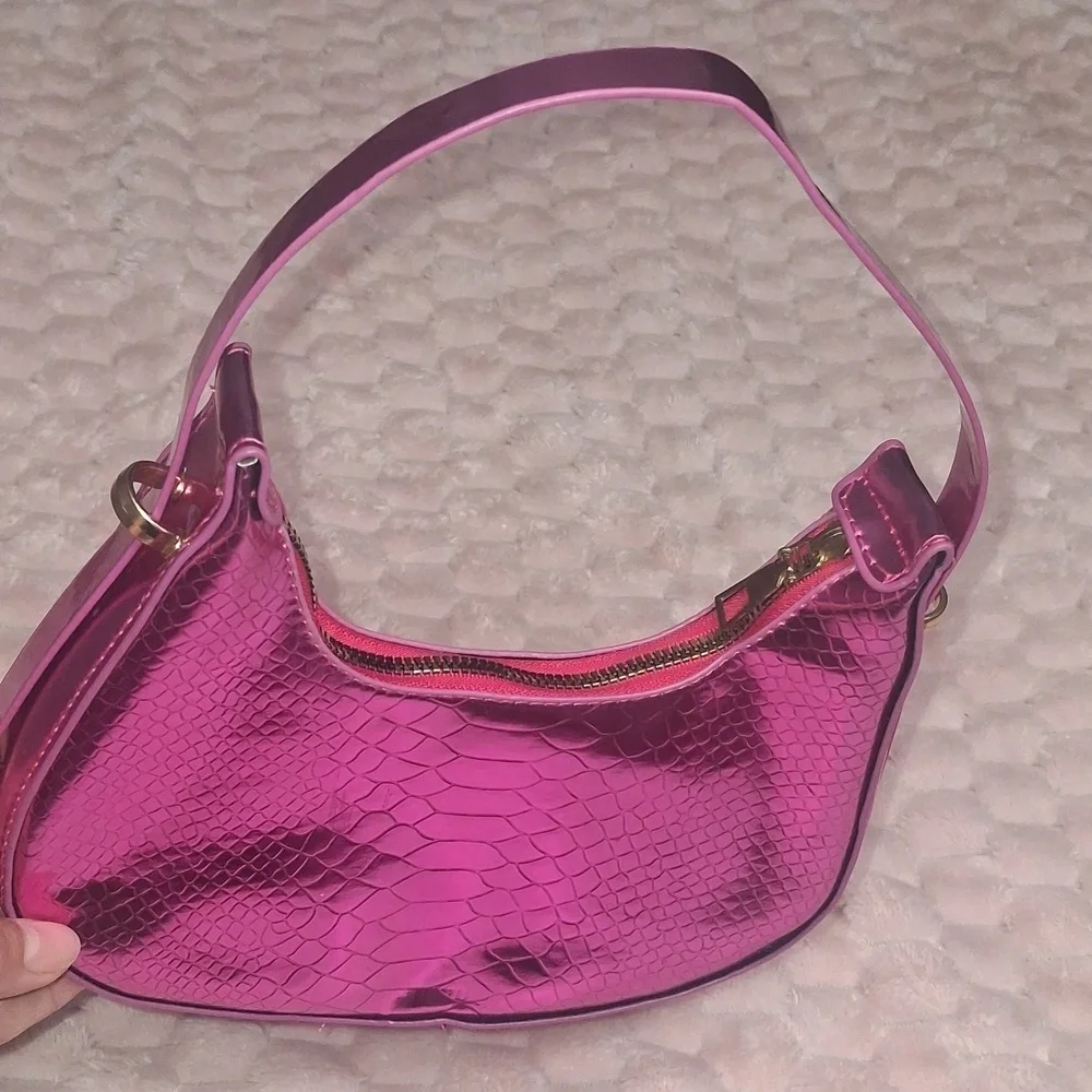 Metallic Hot Pink- Small Fashion Handbag - Picture 1 of 5
